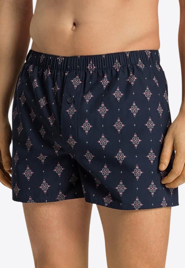 Hanro Fancy Woven Printed  Boxers Navy 074013-2195MULTICOLOUR