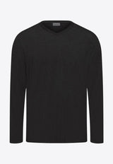 Hanro V-neck Long-Sleeved T-shirt Black 075036-0996BLACK MULTI