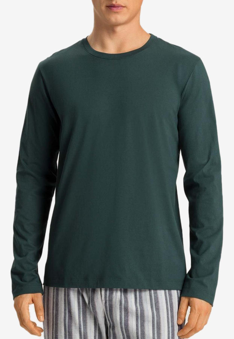 HANRO Basic Long-Sleeved T-shirt Green 075053-2743GREEN