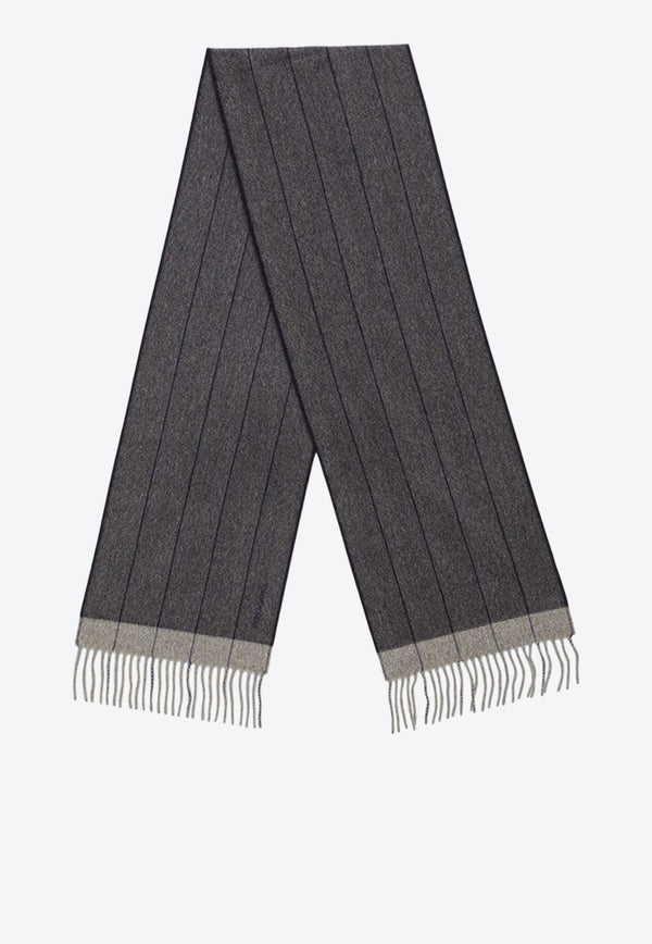 Salvatore Ferragamo Striped Wool Blend Scarf Gray 0750572WO/O_FERRA-BG