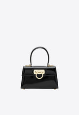 Ferragamo Smooth Leather Gancini Handbag Black 0759117LE/Q_FERRA-NN