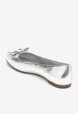 Salvatore Ferragamo Vara bow Metallic-Leather Ballerina Shoes 07656871CLE/O_FERRA-AF