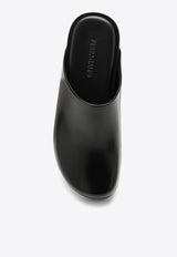 Salvatore Ferragamo Metal Plaque Calf Leather Slippers Black 0766221MLE/O_FERRA-NR