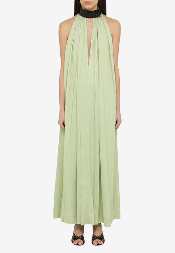 Salvatore Ferragamo Contrasting Collar Maxi Dress Green 0773214VI/O_FERRA-VE