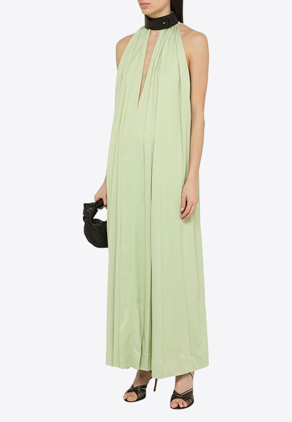 Salvatore Ferragamo Contrasting Collar Maxi Dress Green 0773214VI/O_FERRA-VE