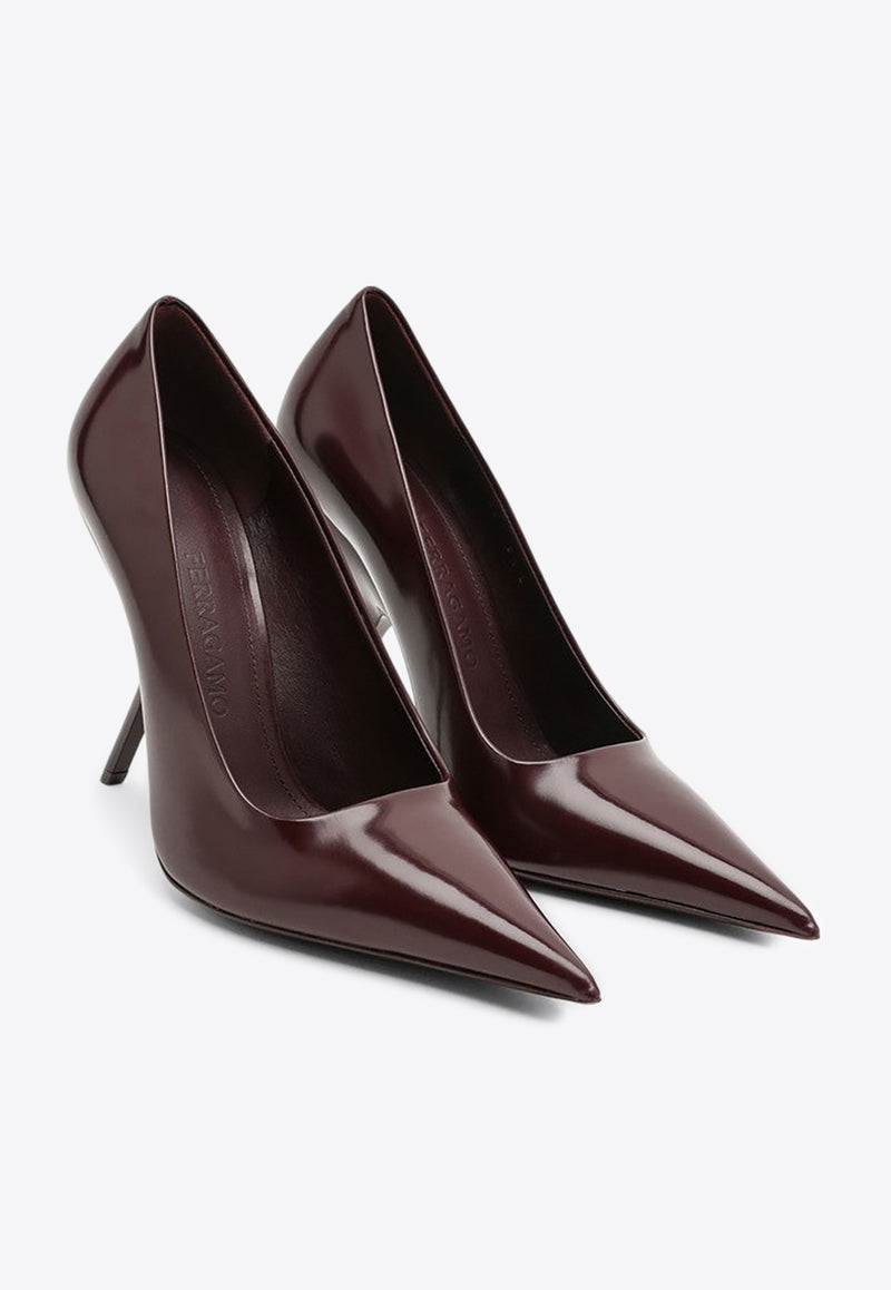 Salvatore Ferragamo Eva 105 Patent Leather Pumps Burgundy 07771821CLE/P_FERRA-CB