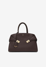 Ferragamo Medium Hug Leather Top Handle Bag Brown 0777258LE/S_FERRA-MO