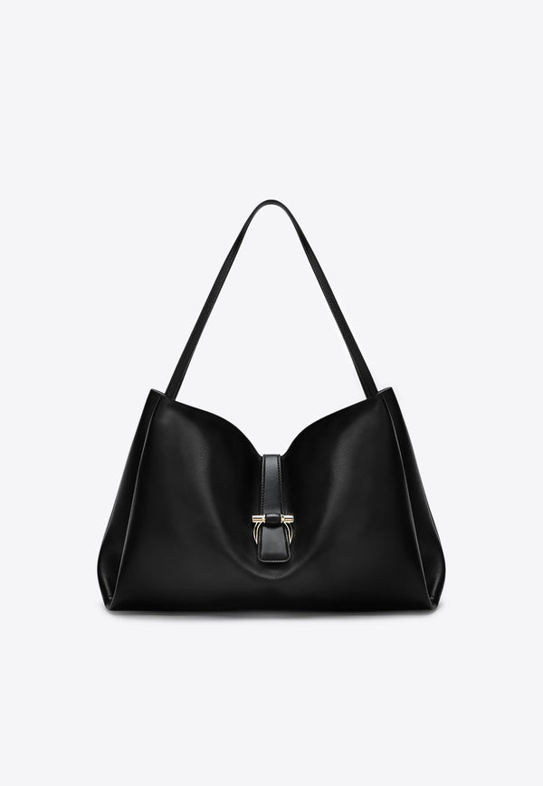 Ferragamo Large Calf Leather Tote Bag Black 0777335LE/R_FERRA-GR