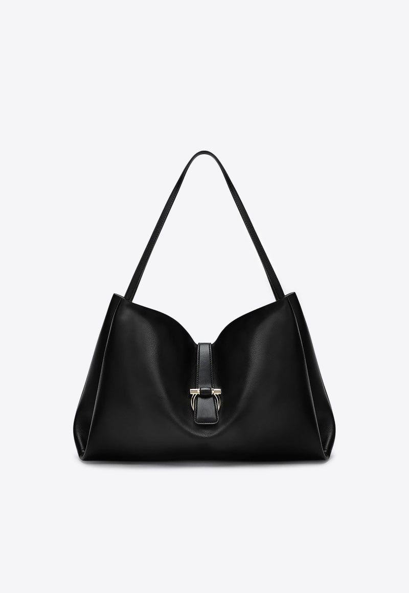 Ferragamo Large Calf Leather Tote Bag Black 0777335LE/R_FERRA-GR