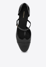 Salvatore Ferragamo Linette T-strap Ballet Flats in Patent Leather Black 07783421CLE/P_FERRA-NR