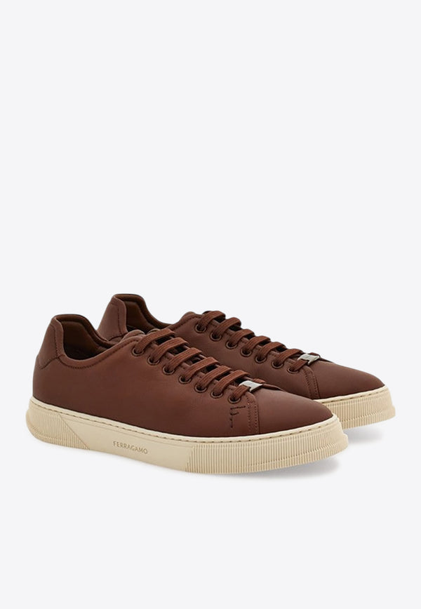 Ferragamo Calf Leather Low-Top Sneakers Brown 0778860MLE/Q_FERRA-MI
