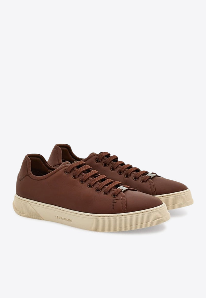 Ferragamo Calf Leather Low-Top Sneakers Brown 0778860MLE/Q_FERRA-MI