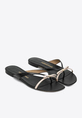 Ferragamo Abibi Mini Bow Leather Flip-Flops Black 07829011CLE/Q_FERRA-NB