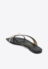 Ferragamo Abibi Mini Bow Leather Flip-Flops Black 07829011CLE/Q_FERRA-NB