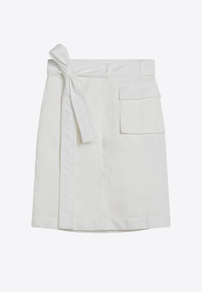 Ferragamo Mini Wrap Skirt in Cotton Blend White 0783849CO/Q_FERRA-BI