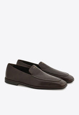 Ferragamo Brian Square-Toe Leather Loafers Brown 07840943ELE/Q_FERRA-TM