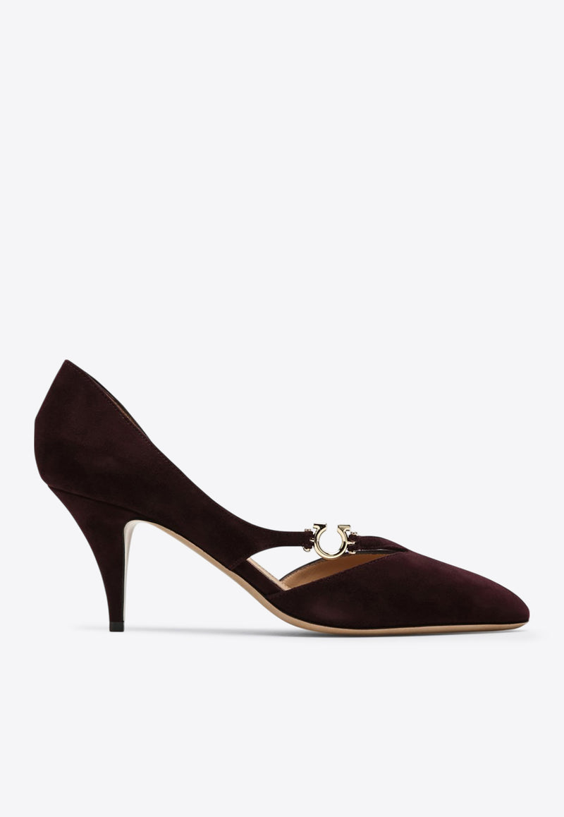 Ferragamo Moreen 70 Suede D'Orsay Pumps Bordeaux 07849381CSUE/R_FERRA-DB