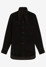 Ferragamo Button-Up Velvet Shirt Dark Brown 0785192CO/R_FERRA-DE
