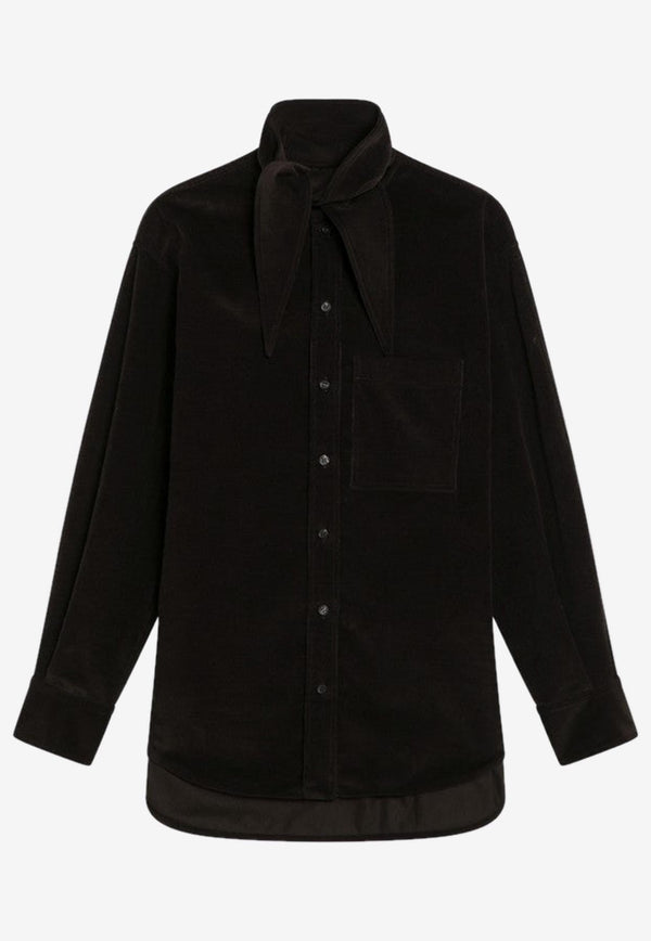 Ferragamo Button-Up Velvet Shirt Dark Brown 0785192CO/R_FERRA-DE