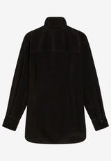 Ferragamo Button-Up Velvet Shirt Dark Brown 0785192CO/R_FERRA-DE