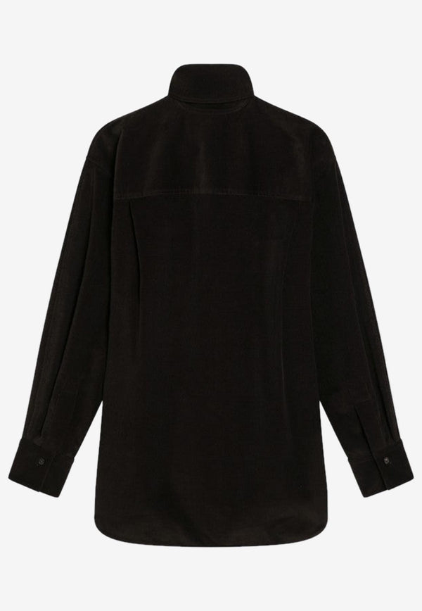 Ferragamo Button-Up Velvet Shirt Dark Brown 0785192CO/R_FERRA-DE