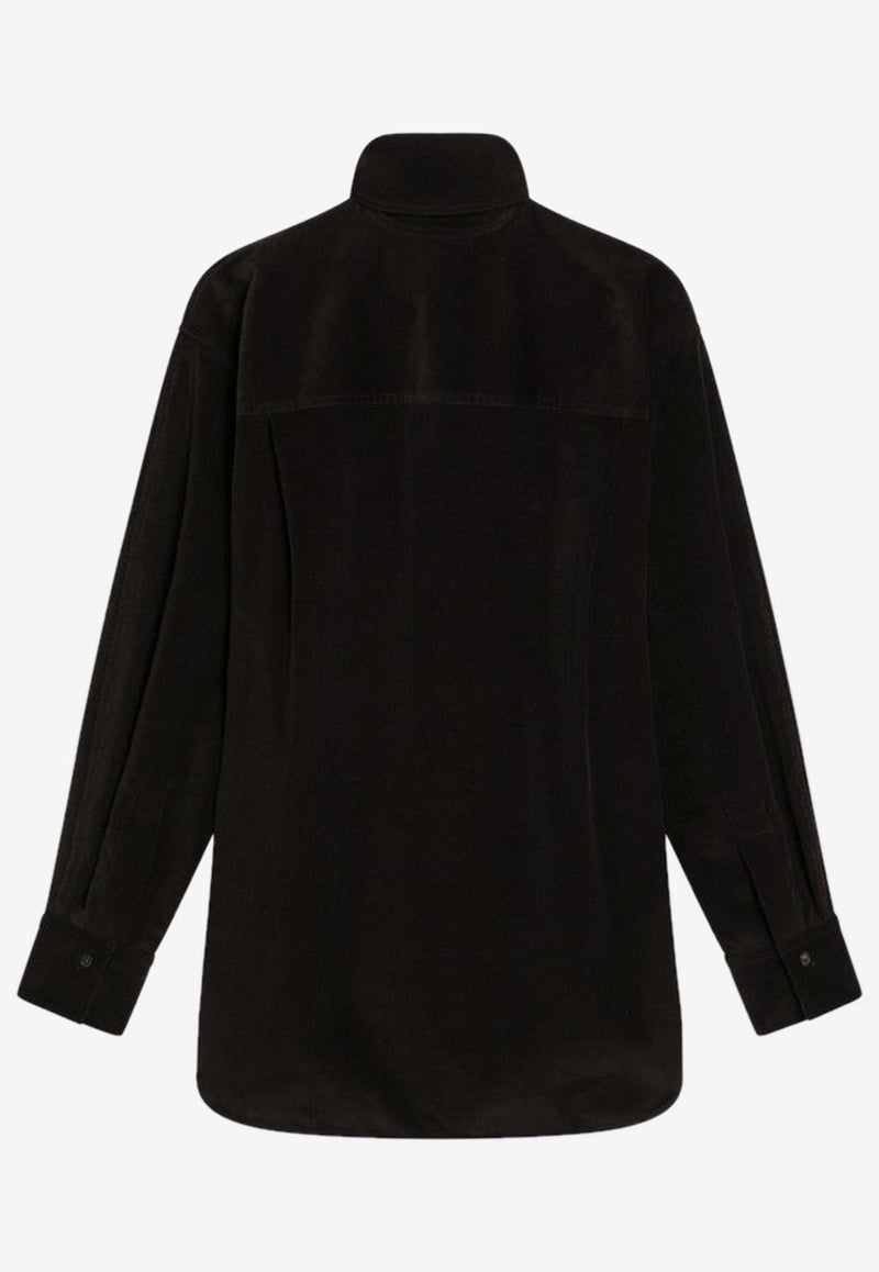 Ferragamo Button-Up Velvet Shirt Dark Brown 0785192CO/R_FERRA-DE