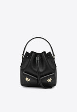 Ferragamo Grained Leather Bucket Bag Black 0785878LE/S_FERRA-NR