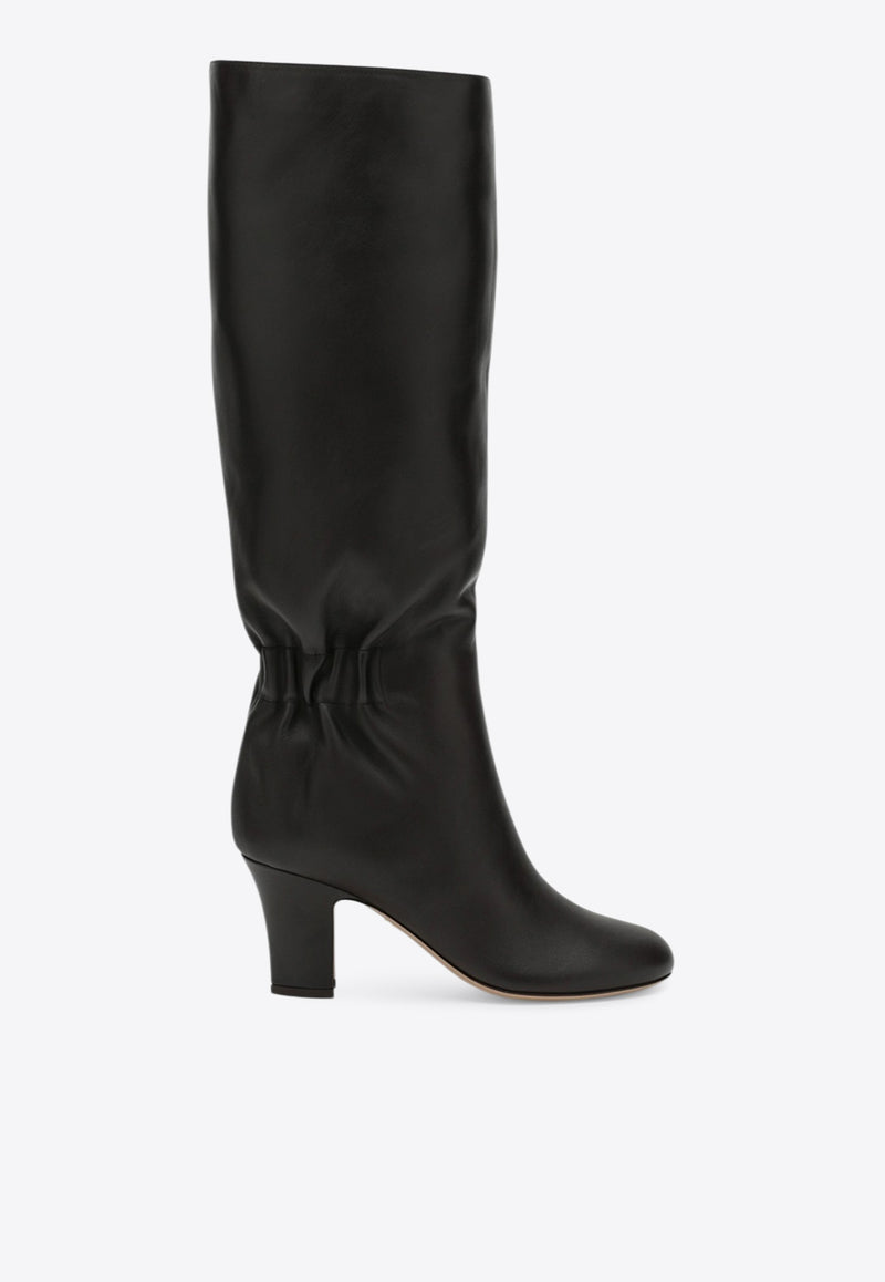 Ferragamo Jannette 70 Ruched Leather Knee-High Boots Brown 07869031CLE/R_FERRA-TT