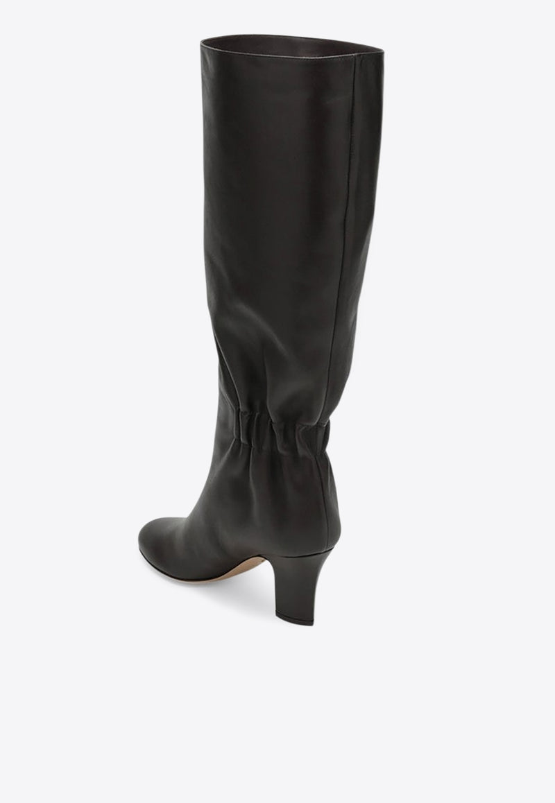 Ferragamo Jannette 70 Ruched Leather Knee-High Boots Brown 07869031CLE/R_FERRA-TT