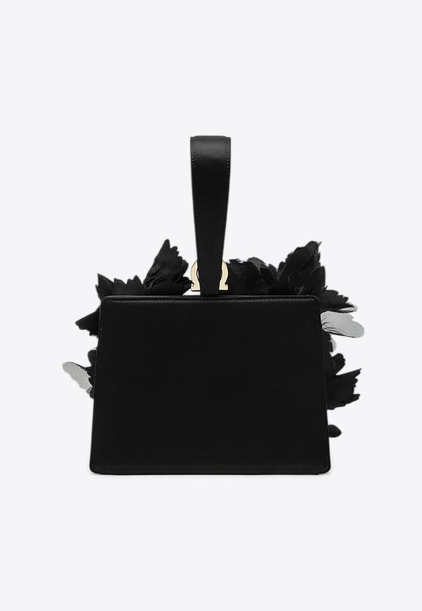 Ferragamo Mini Clutch with 3D-Flowers Black 0788037SI/R_FERRA-NR