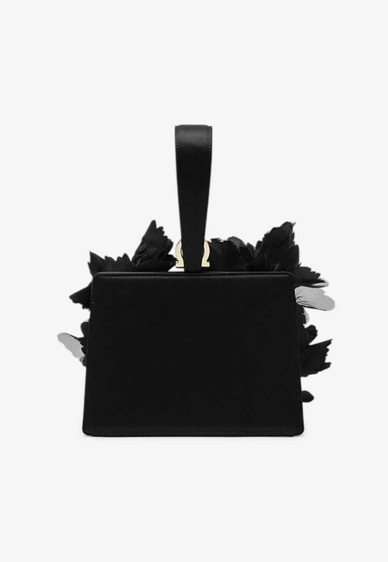 Ferragamo Mini Clutch with 3D-Flowers Black 0788037SI/R_FERRA-NR