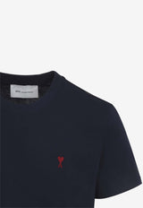 AMI PARIS Crewneck T-shirt with Embroidered-Logo Navy
