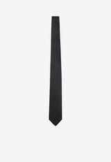 Prada Silk Tie with Logo-Lettering Black