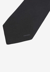 Prada Silk Tie with Logo-Lettering Black