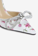 Mach & Mach 115 Double-Bow Floral Heeled Sandals White