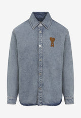 AMI PARIS Denim Shirt with Embroidered-Logo Denim