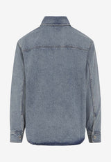 AMI PARIS Denim Shirt with Embroidered-Logo Denim