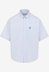 AMI PARIS Oxford Boxy Short-Sleeved Shirt Light Blue