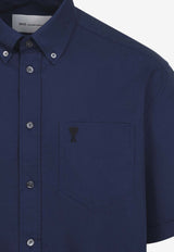 AMI PARIS Oxford Boxy Short-Sleeved Shirt Navy