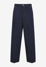 AMI PARIS Balloon-Fit Jeans with Logo-Patch Indigo