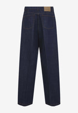AMI PARIS Balloon-Fit Jeans with Logo-Patch Indigo