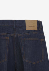 AMI PARIS Balloon-Fit Jeans with Logo-Patch Indigo