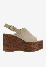 Chloé Maxime Suede Wedge Sandals Sand