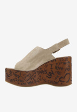 Chloé Maxime Suede Wedge Sandals Sand