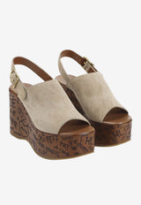 Chloé Maxime Suede Wedge Sandals Sand