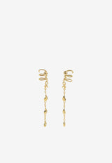 Chloé Chain and Logo Brass Earrings Gold