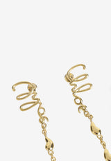 Chloé Chain and Logo Brass Earrings Gold
