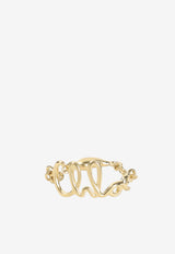 Chloé Chain and Logo Brass Ring Gold