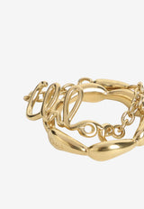 Chloé Chain and Logo Brass Ring Gold