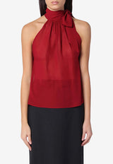 Philosophy Di Lorenzo Serafini Georgette Sheer Top With Bow  Red 08015752/P_PHILO-A0142